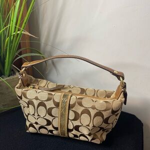 Coach Tan and Brown Shoulder Bag